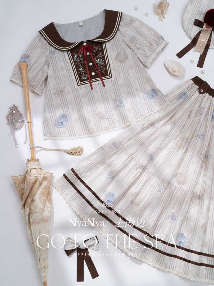 【受注予約5/13まで】Go To the Sea セーラーカラー半袖トップス