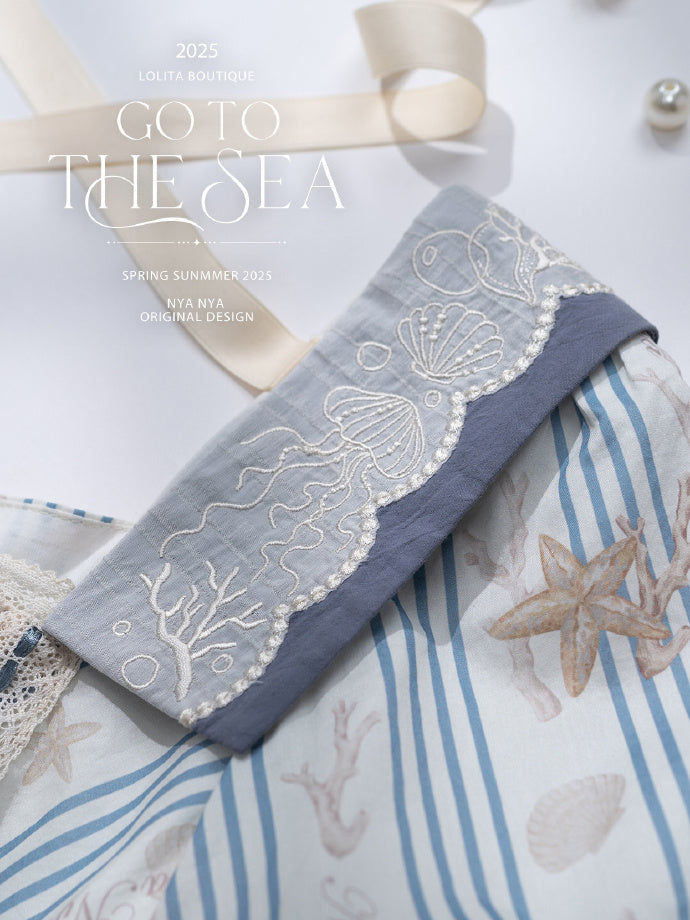 【受注予約5/13まで】Go To the Sea 刺繍ワンピース・ショート丈
