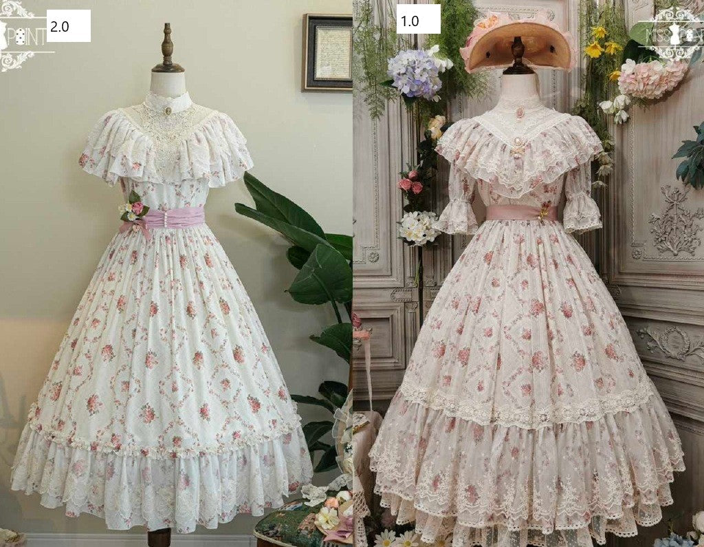 【予約販売】エドワード朝エレガント 薔薇プリントのクラロリワンピース2.0