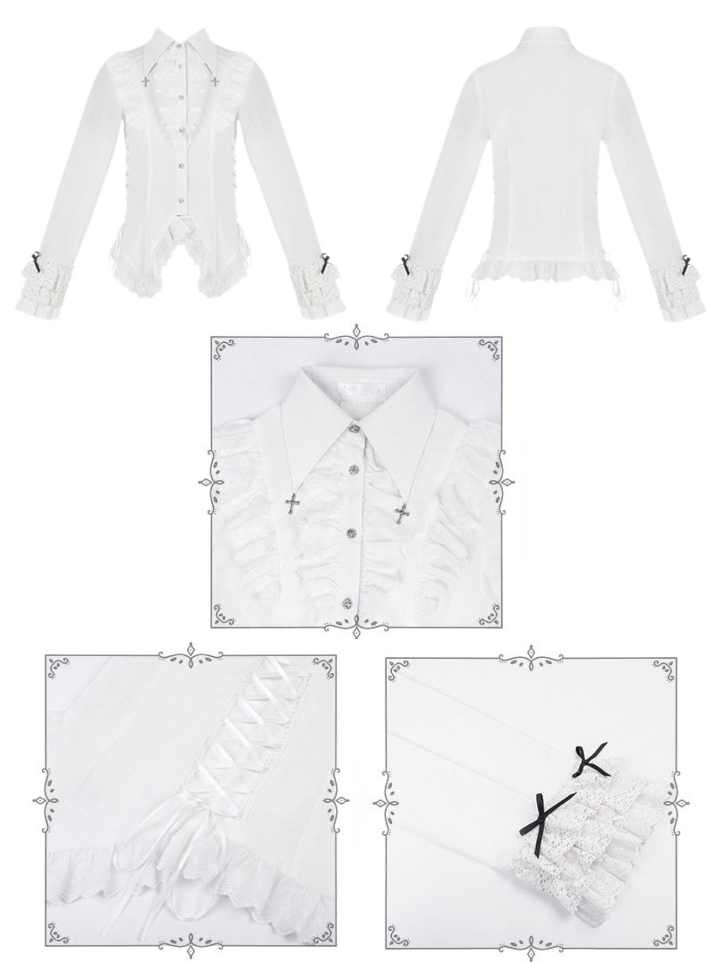 十字架付ジャボタイブラウス