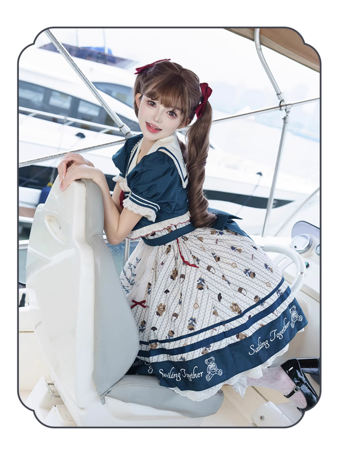 Marine Bear セーラーカラージャンパースカートとショート丈ジャケットセットアップ