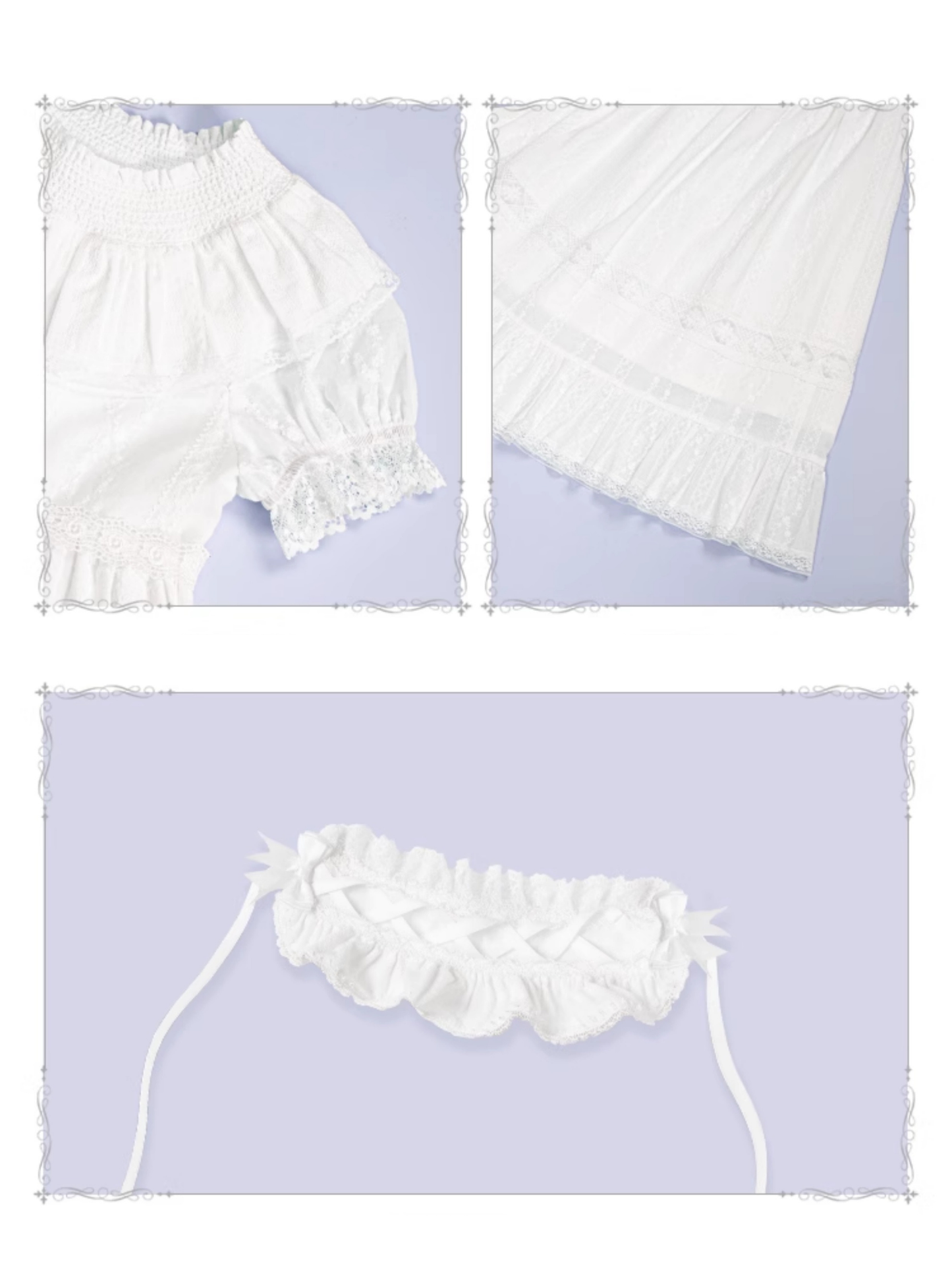 花刺繍入りコットンレースワンピース 単品&セット