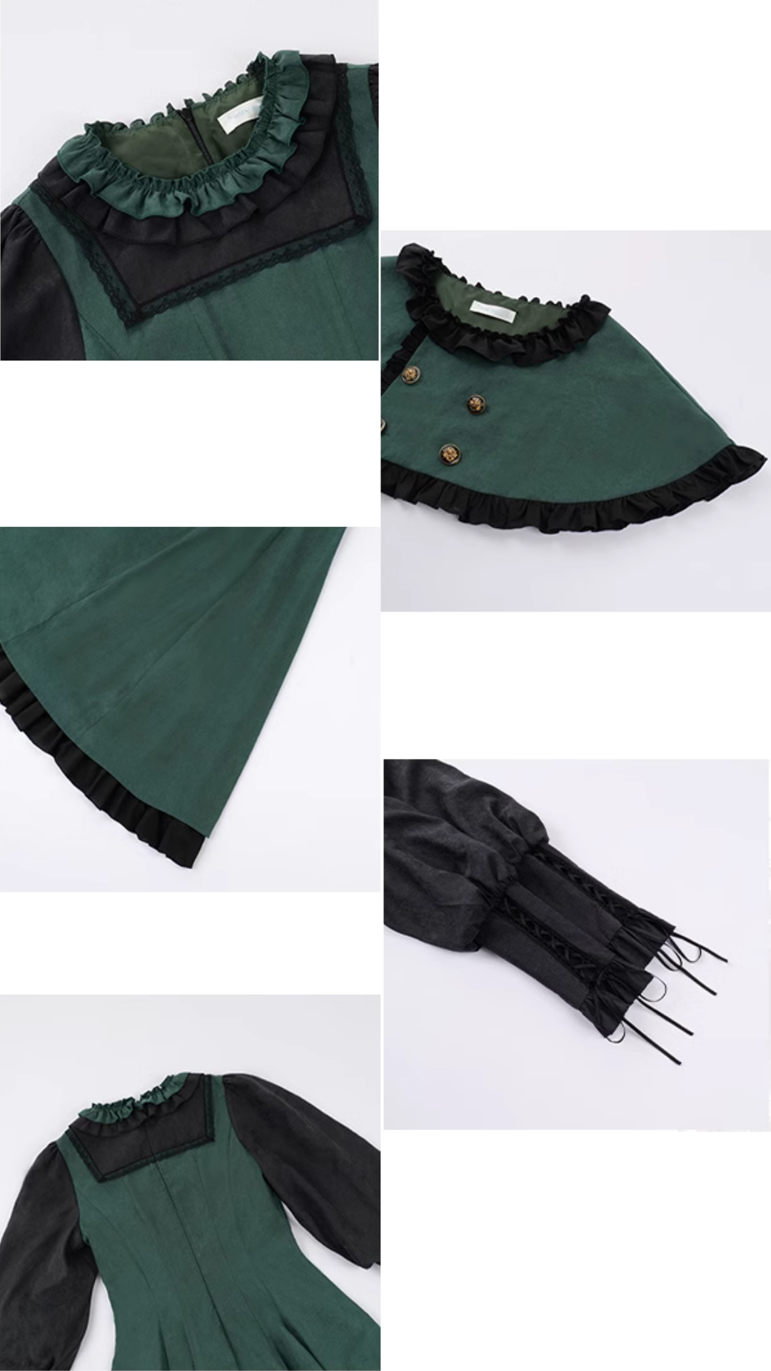 Pharmacy 見習い魔女の長袖ワンピースとケープ リボンタイ付き