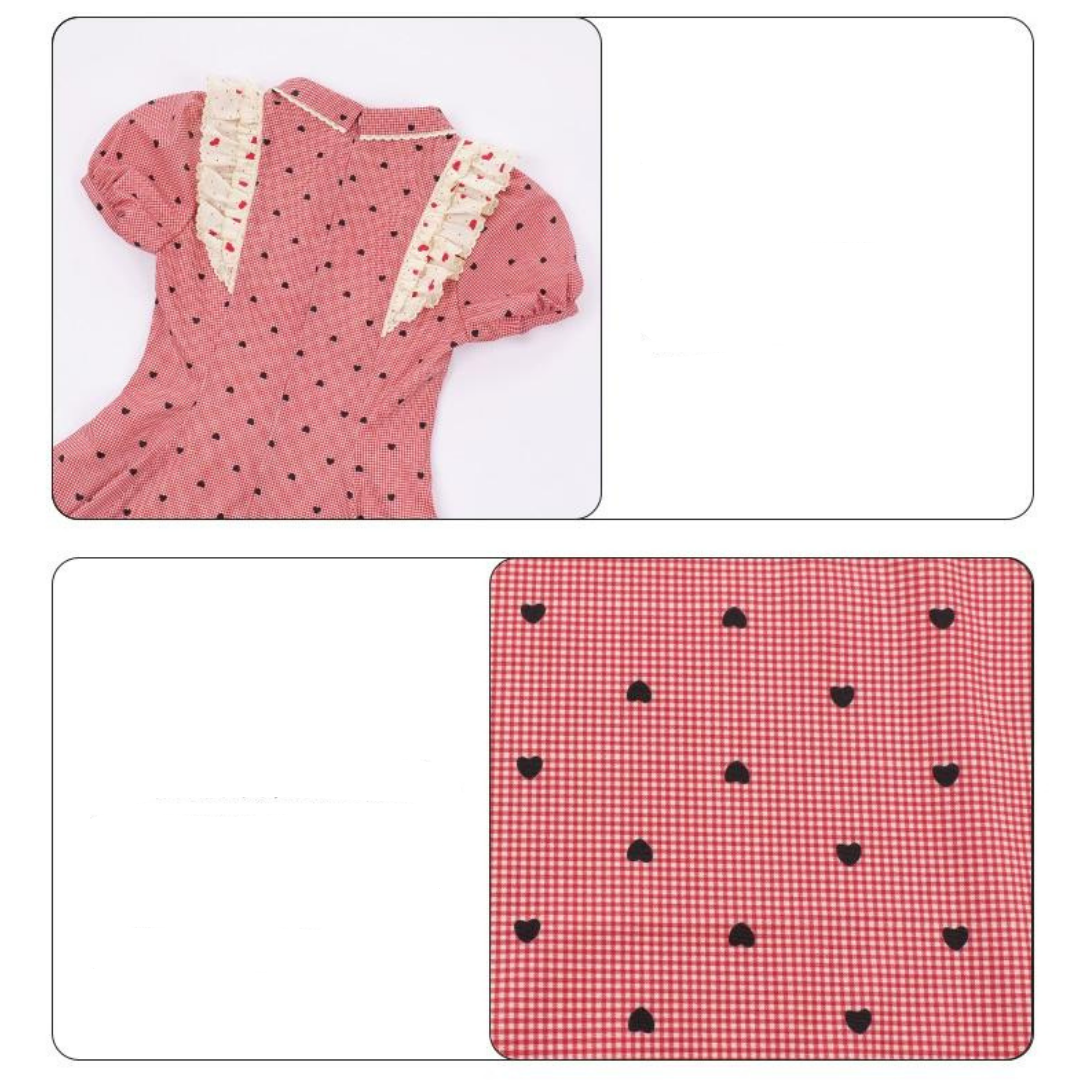 Ruby Chocolate Heart Dot Short Sleeve Dress