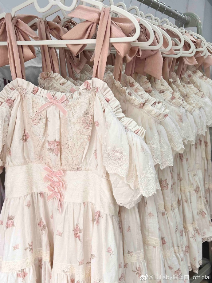 Blooming Rose Pink Ribbon Off Shoulder Short Sleeve Dress