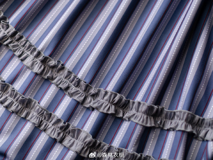 【予約販売】Forest Basket5.0 クラシカルワンピース・ブルーストライプ・チョーカーとヘアアクセ付き