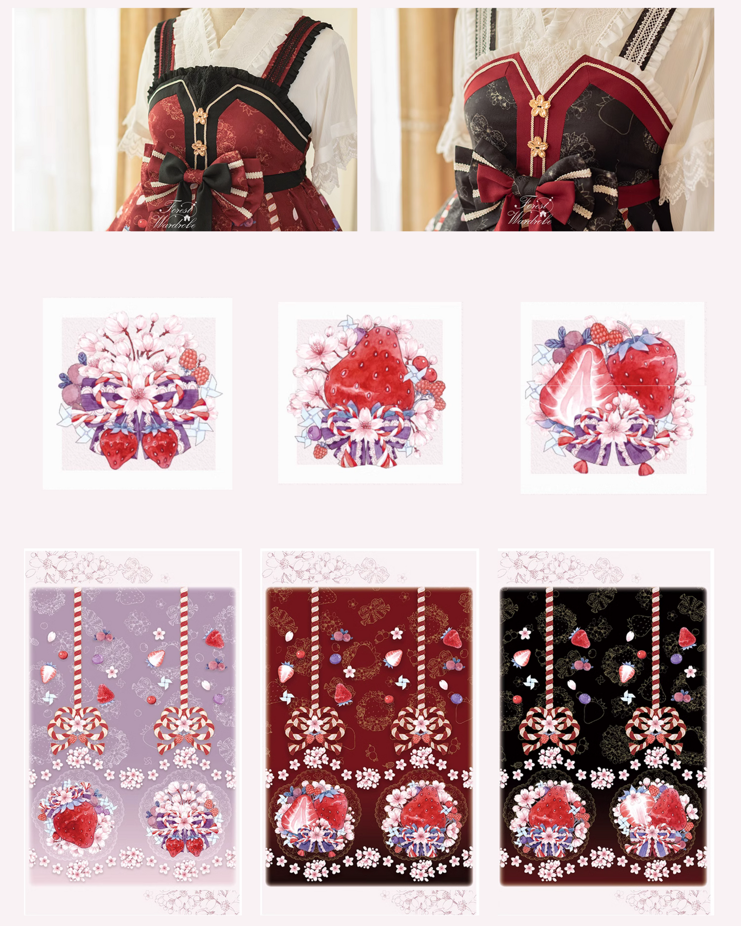 Strawberry and cherry blossom Japanese loli jumper skirt