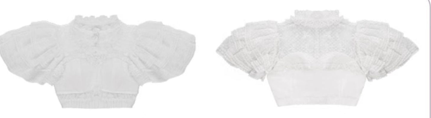 フリルレース ショート丈半袖ブラウス