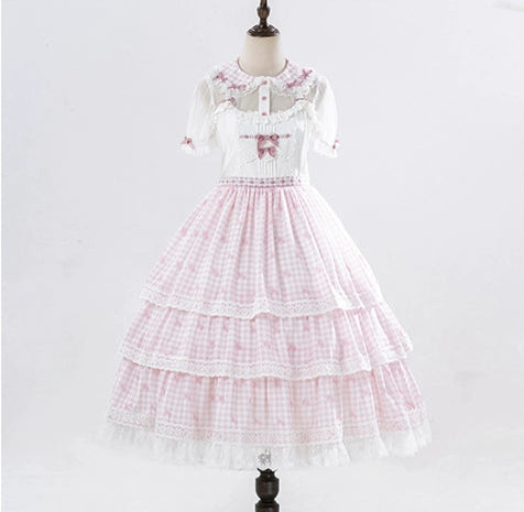 【受注予約8/18まで】Strawberry Sunshine Picnic カントリー風半袖ブラウス