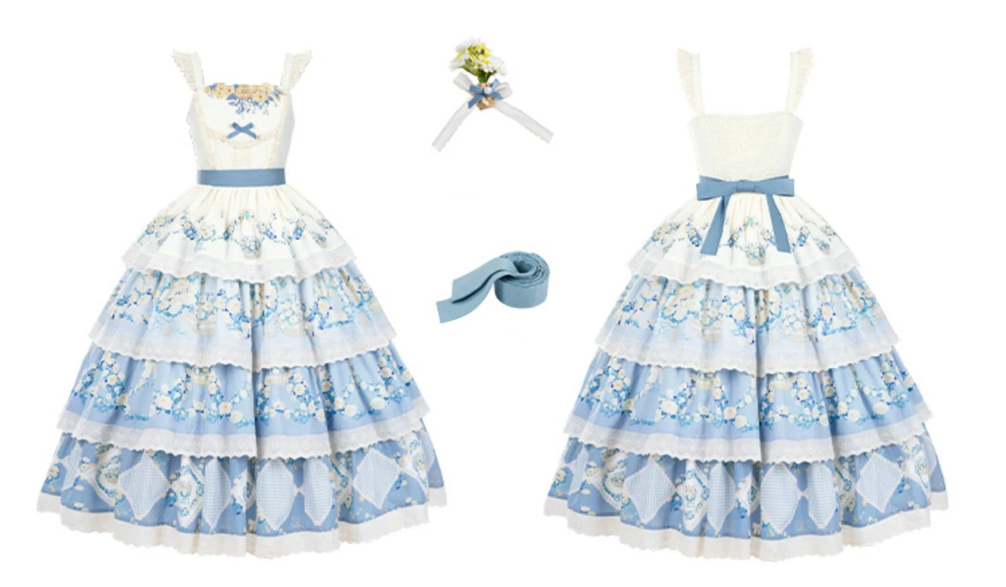 Morning Flowers and Evening Picking Tiered Jumper Skirt