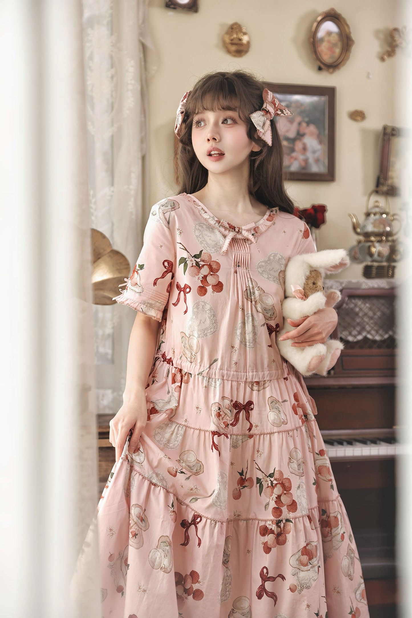 【受注予約1/22まで】Litchi Tea プリントワンピース