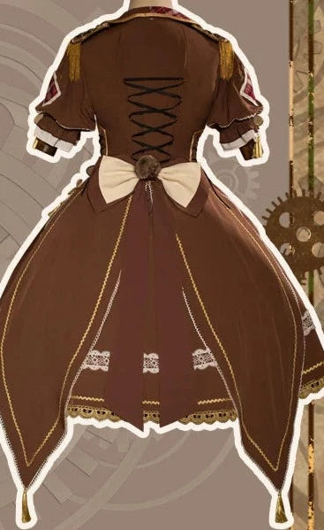 Bear Chocolat Brown dress with ribbon and lace