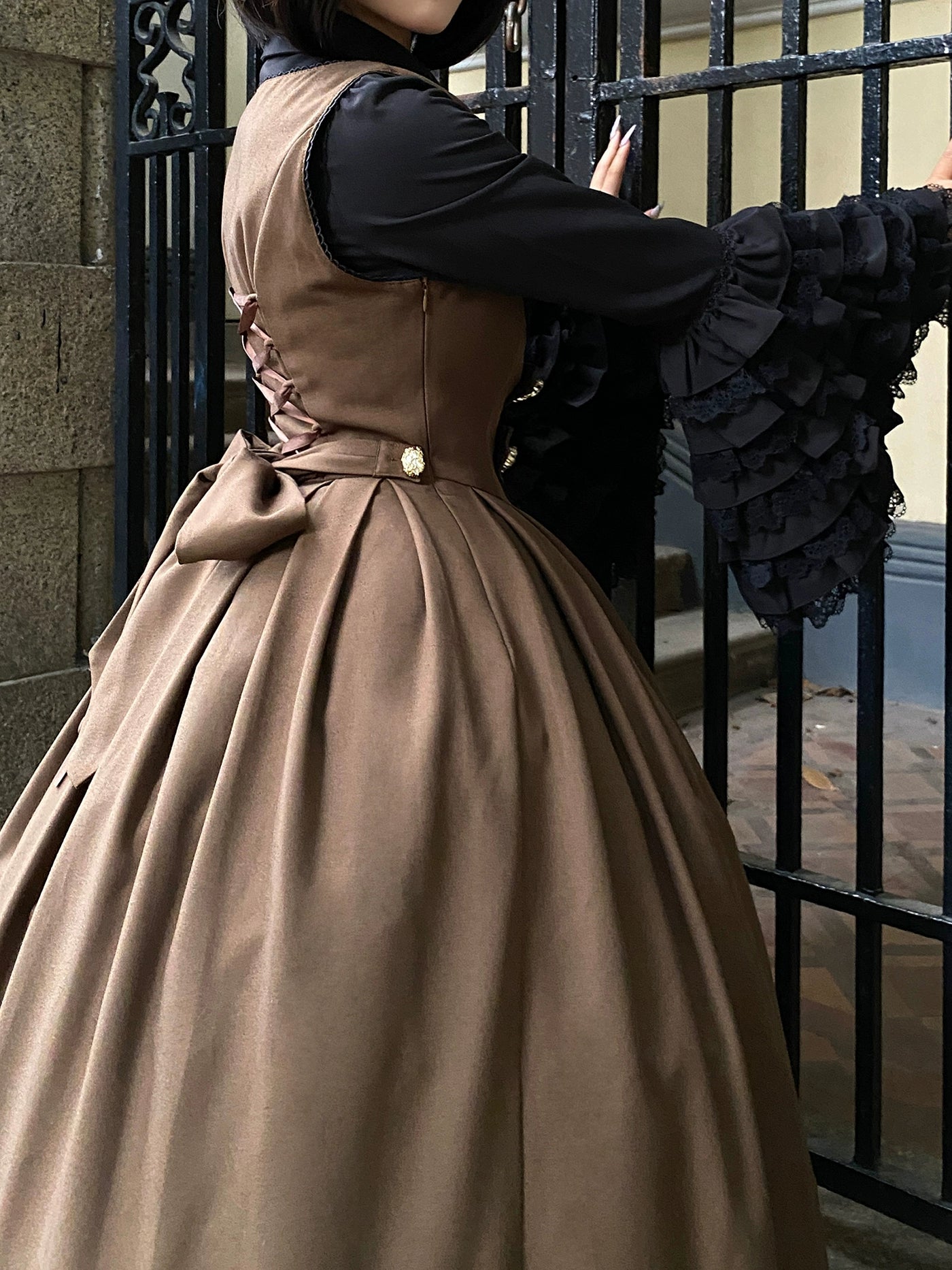 【予約販売】Bright Moon コルセットジャンパースカート 無地タイプ 【ブラウン】