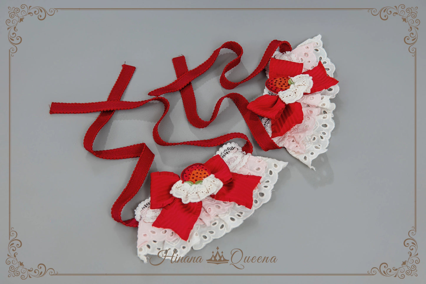 Strawberry Party リボンとフリルのデコレーションドレス・姫袖タイプ