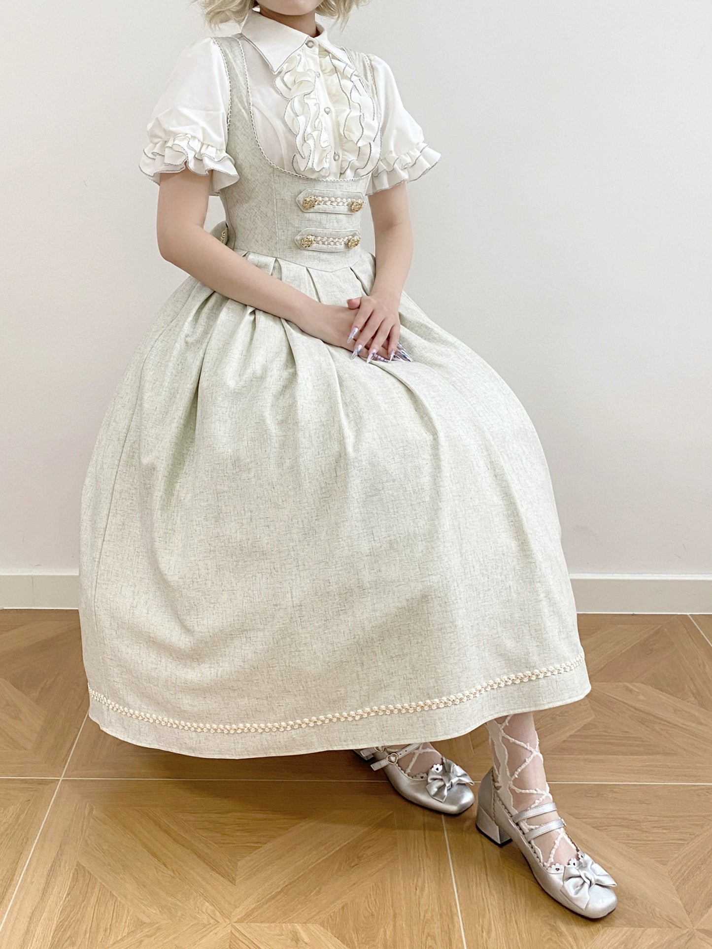 【予約販売】Bright Moon コルセットジャンパースカート 無地タイプ 【ライトグレー】