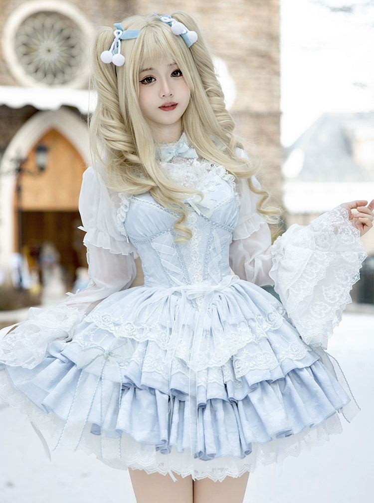 水色 ロリータ ロリィタ フリル 襟・姫袖取り外し可能 【公式通販】 水色 ロリータ ロリィタ フリル 襟・姫袖取り外し可能 【公式通販】