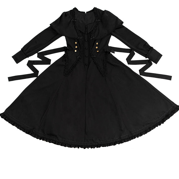 【受注予約12/3まで】漆黒の秒針 長袖ワンピース・ショート丈