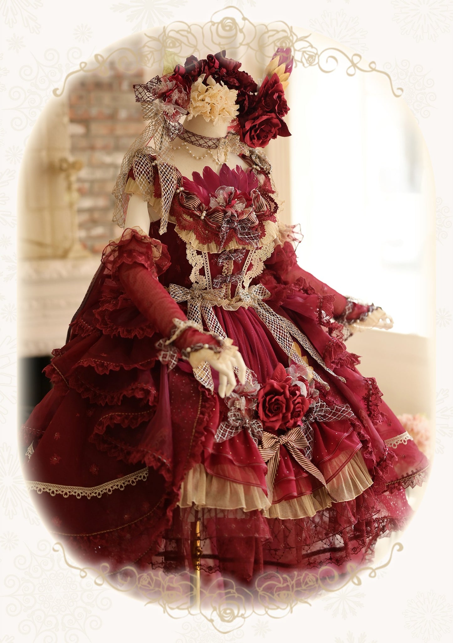 【受注予約8/13まで】Snow Rose Princess トレーン付きドレス・レッド