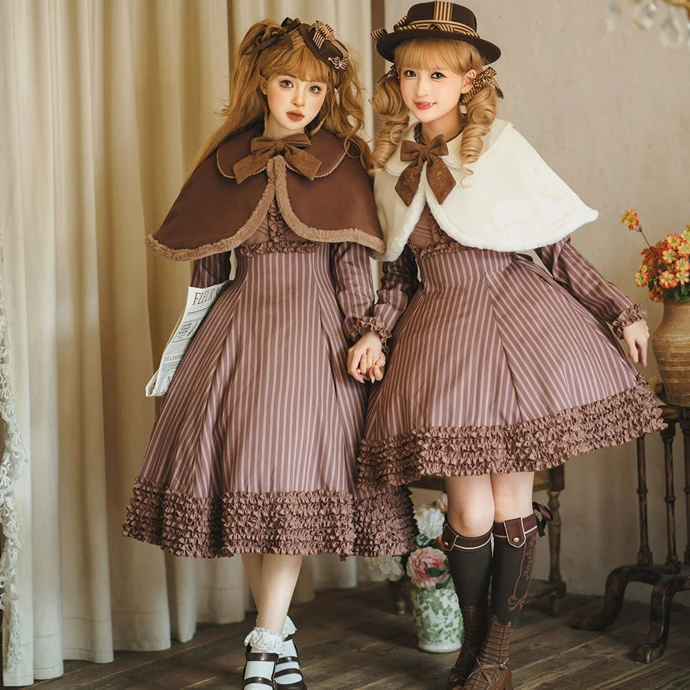 予約販売】Classic Chocolat Stripe ショートマント – ロリータ 予約販売】Classic Chocolat Stripe ショートマント – ロリータ