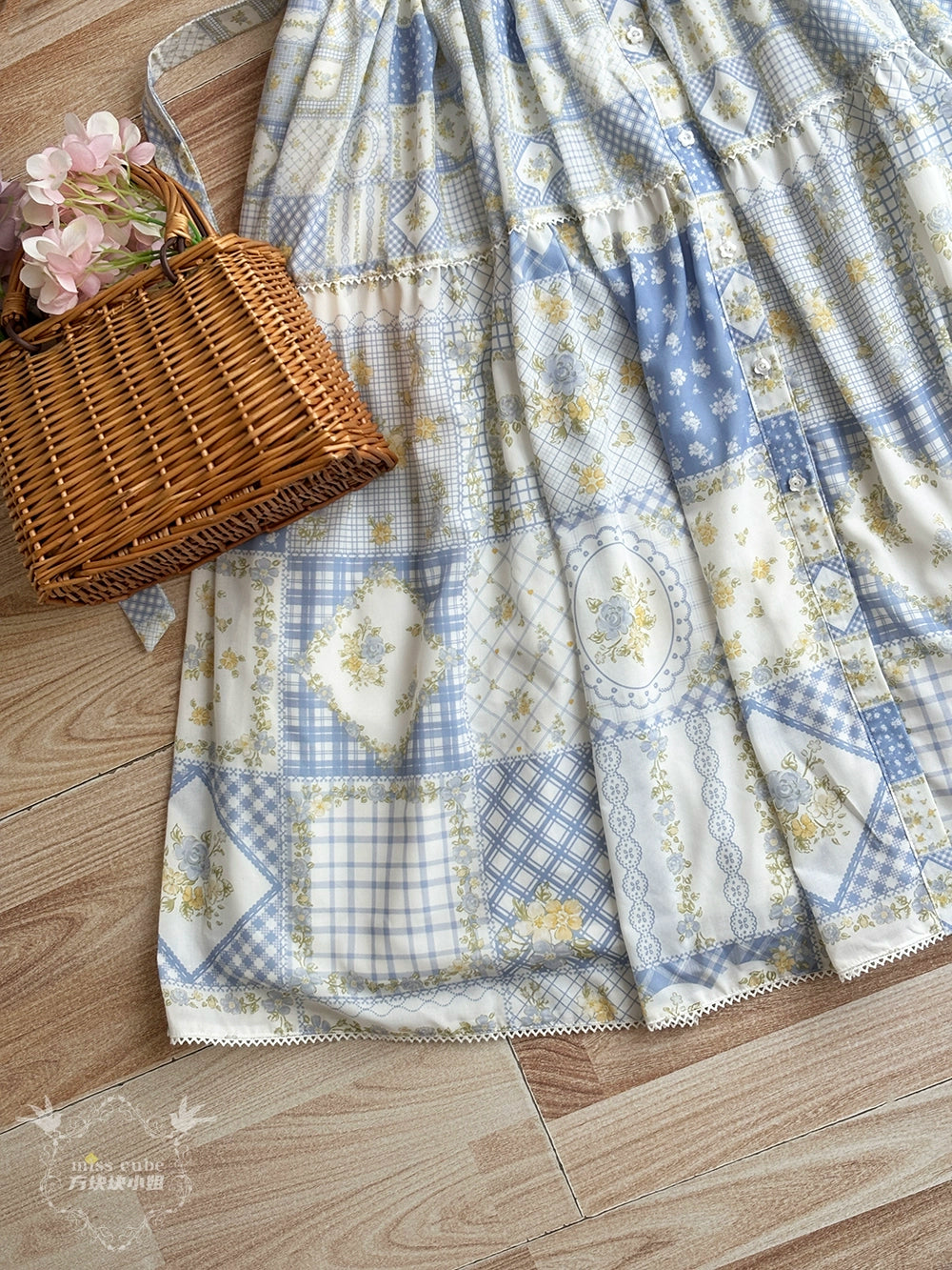 【受注予約7/14まで】Pathwork Garden カントリー風半袖ワンピース