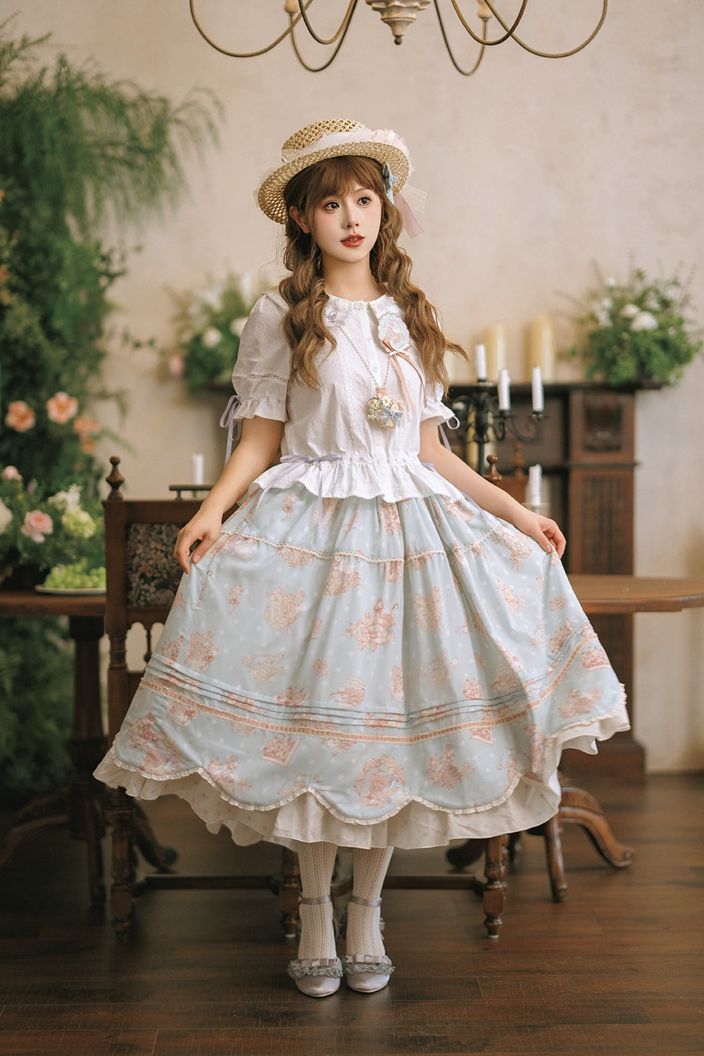 受注予約7/22まで】花かごの白鳥 プリントスカート – ロリータ