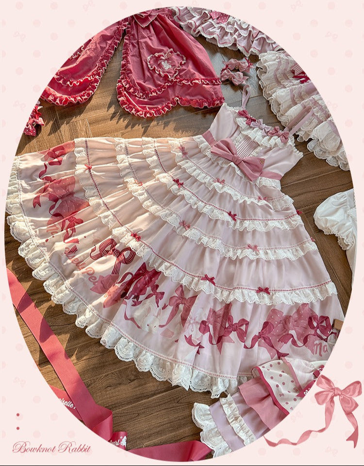 【受注予約6/11まで】Bow Rabbit ティアードジャンパースカート