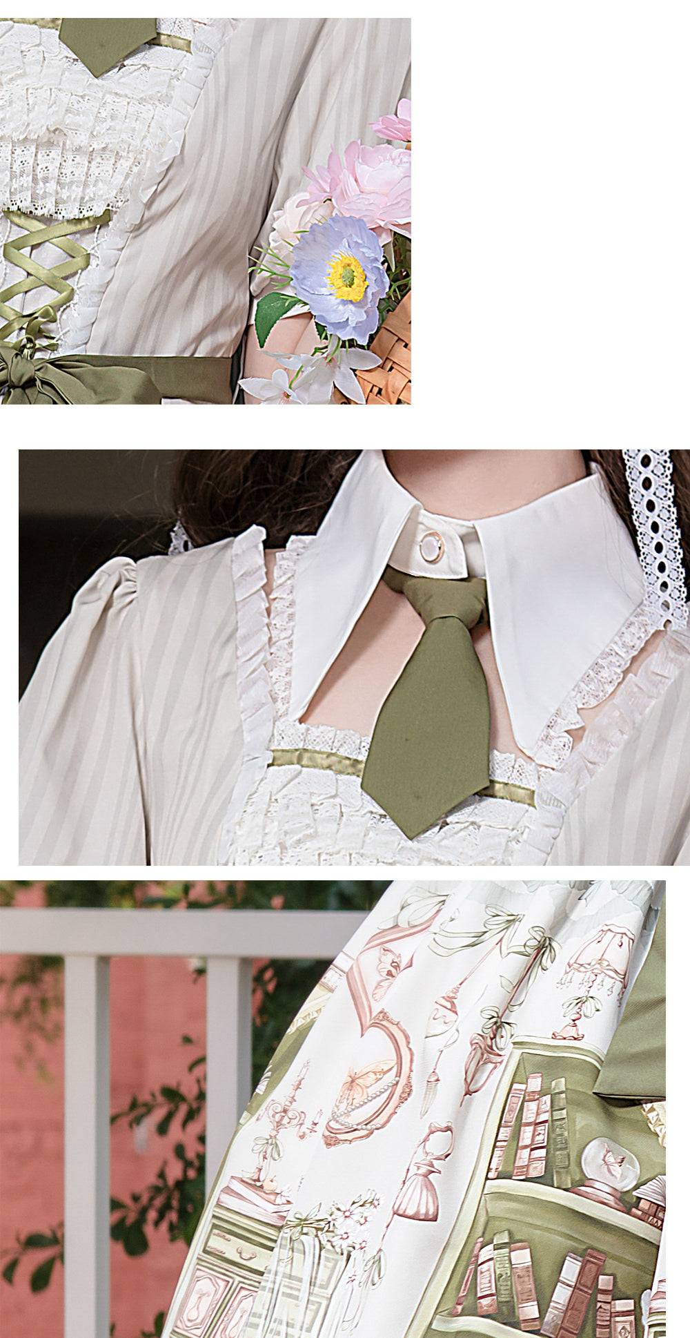 Green Room スクエアネックネクタイ付きワンピース