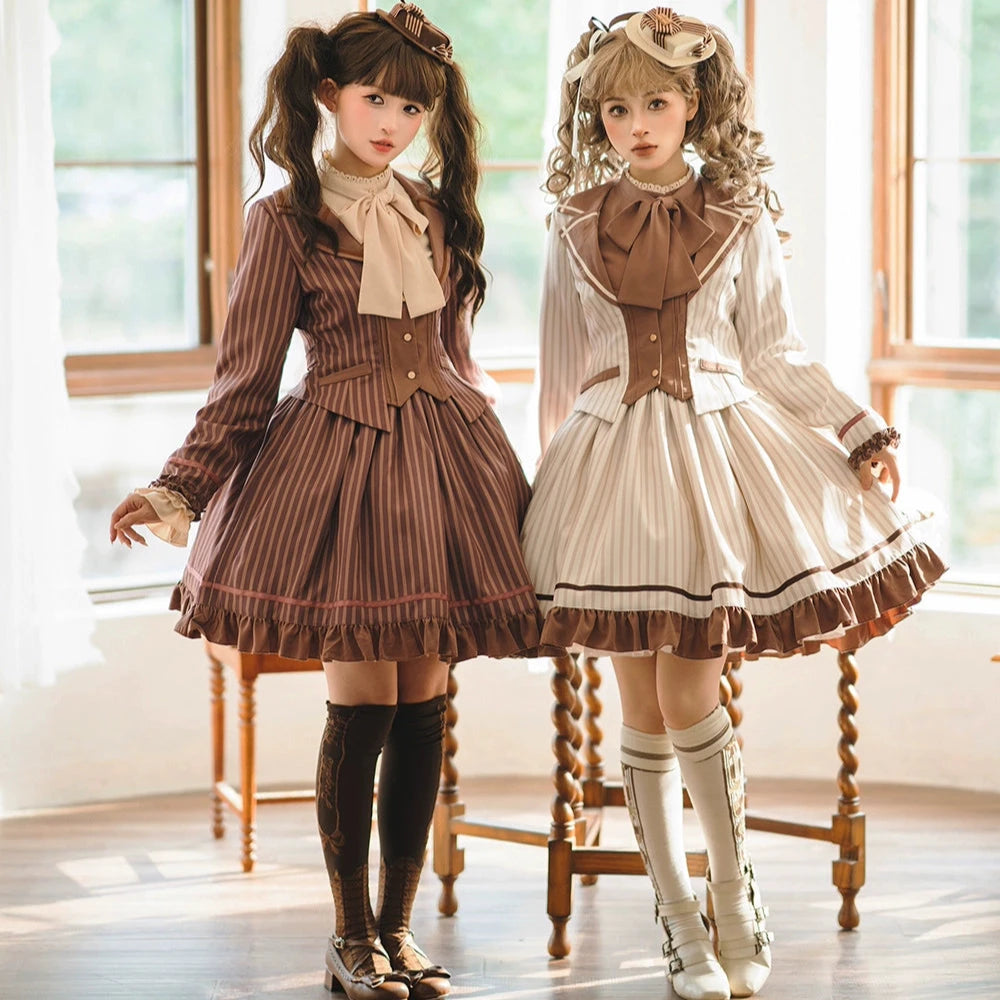 予約販売】Classic Chocolat Stripe ストライプスカート・ショート丈 予約販売】Classic Chocolat Stripe ストライプスカート・ショート丈