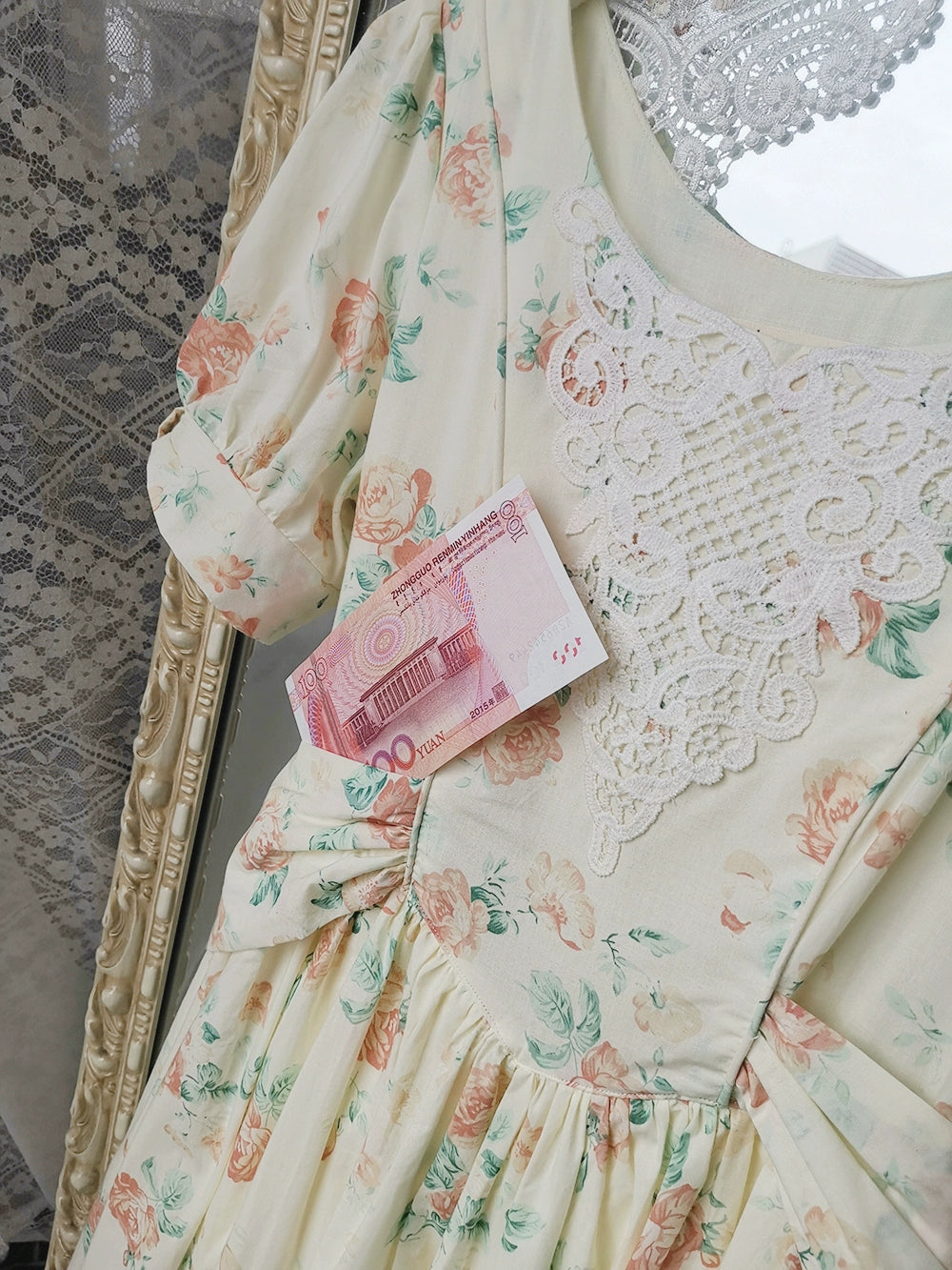 Rose Song Vintage Design Short Sleeve Dress