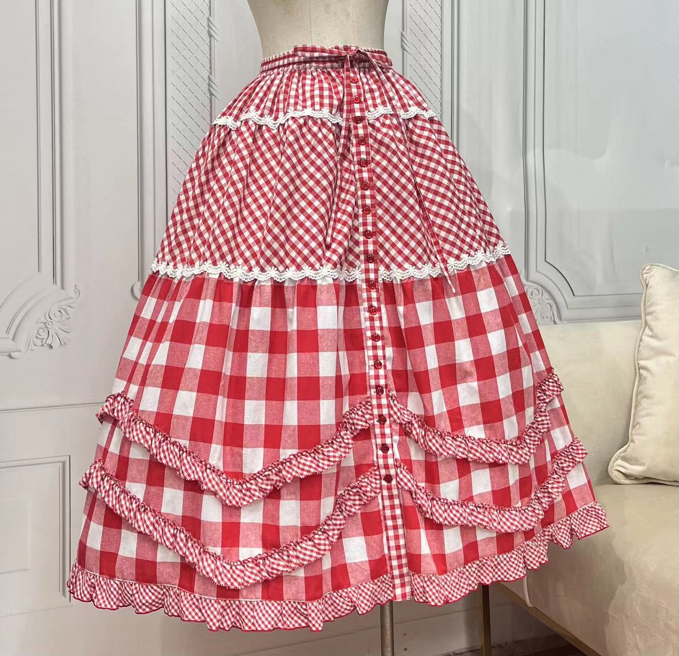 Berry Party 前ボタンロングスカート