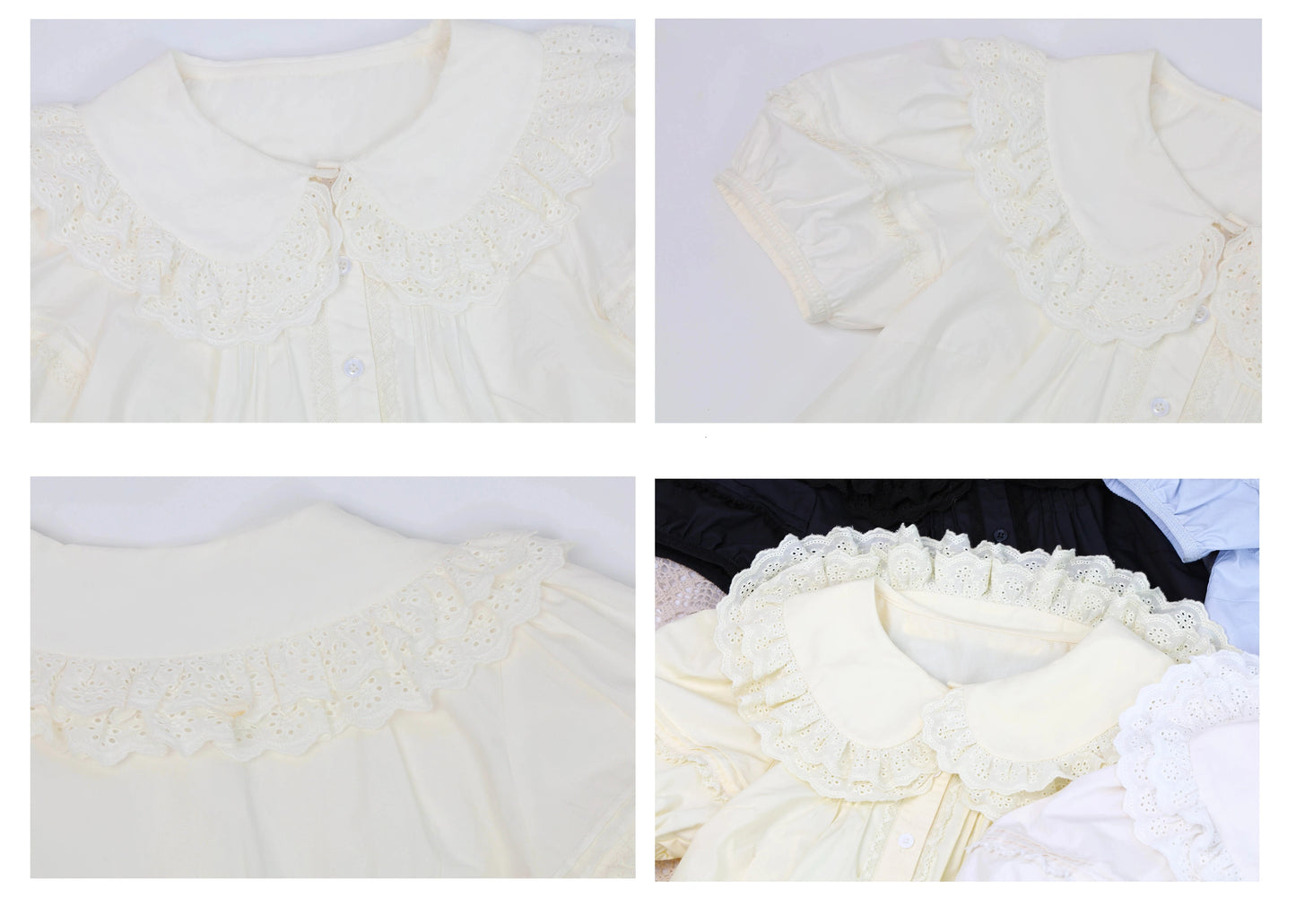 Roses Bouquet Double Lace Short Sleeve Blouse