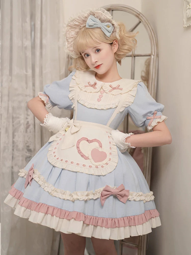 白猫メイド 鈴リボンのエプロン付ワンピース – ロリータ 白猫メイド 鈴リボンのエプロン付ワンピース – ロリータ