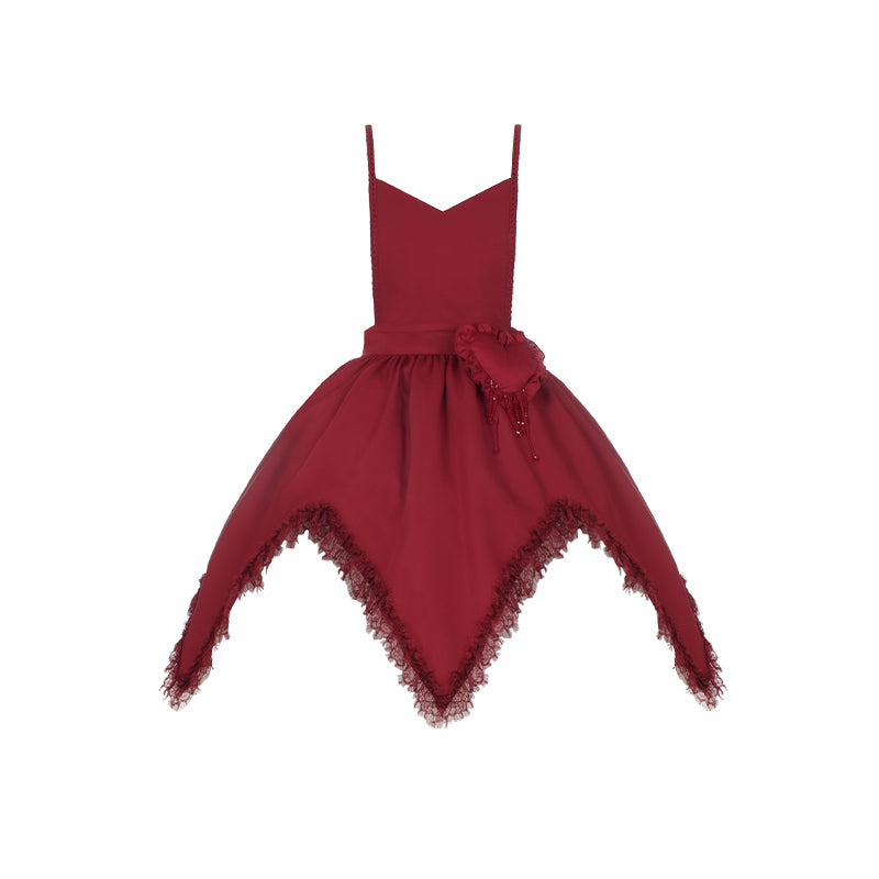 ハート付き真紅のゴスロリエプロン – ロリータファッション通販