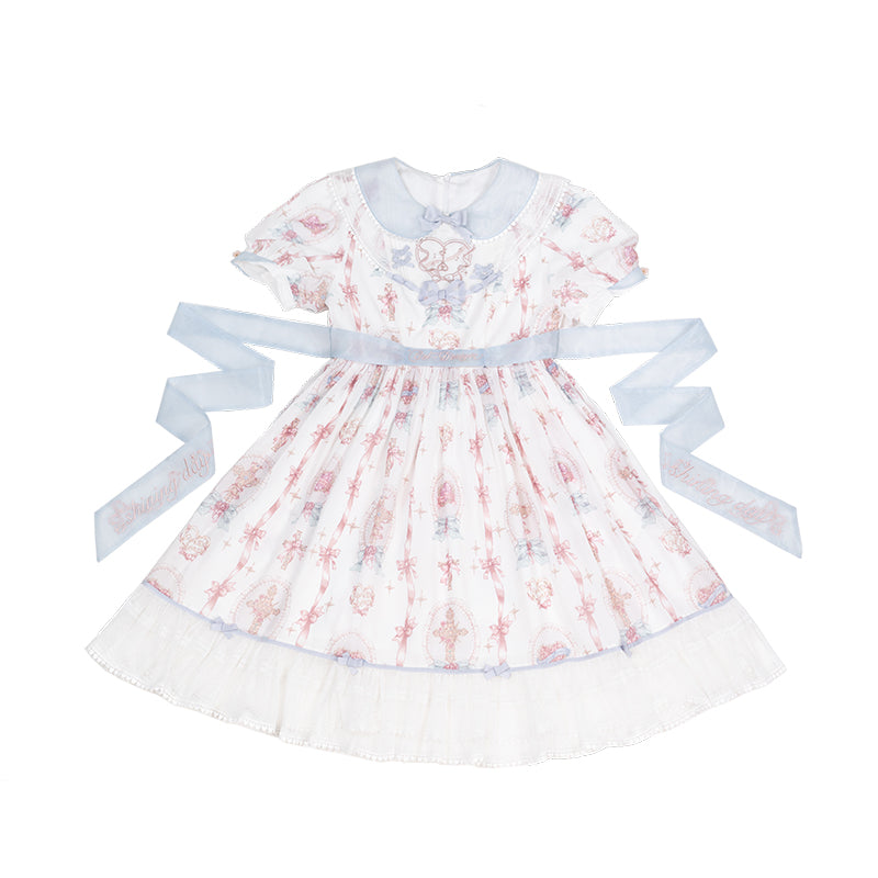 Melody Charm リボンとハートの総柄ワンピース