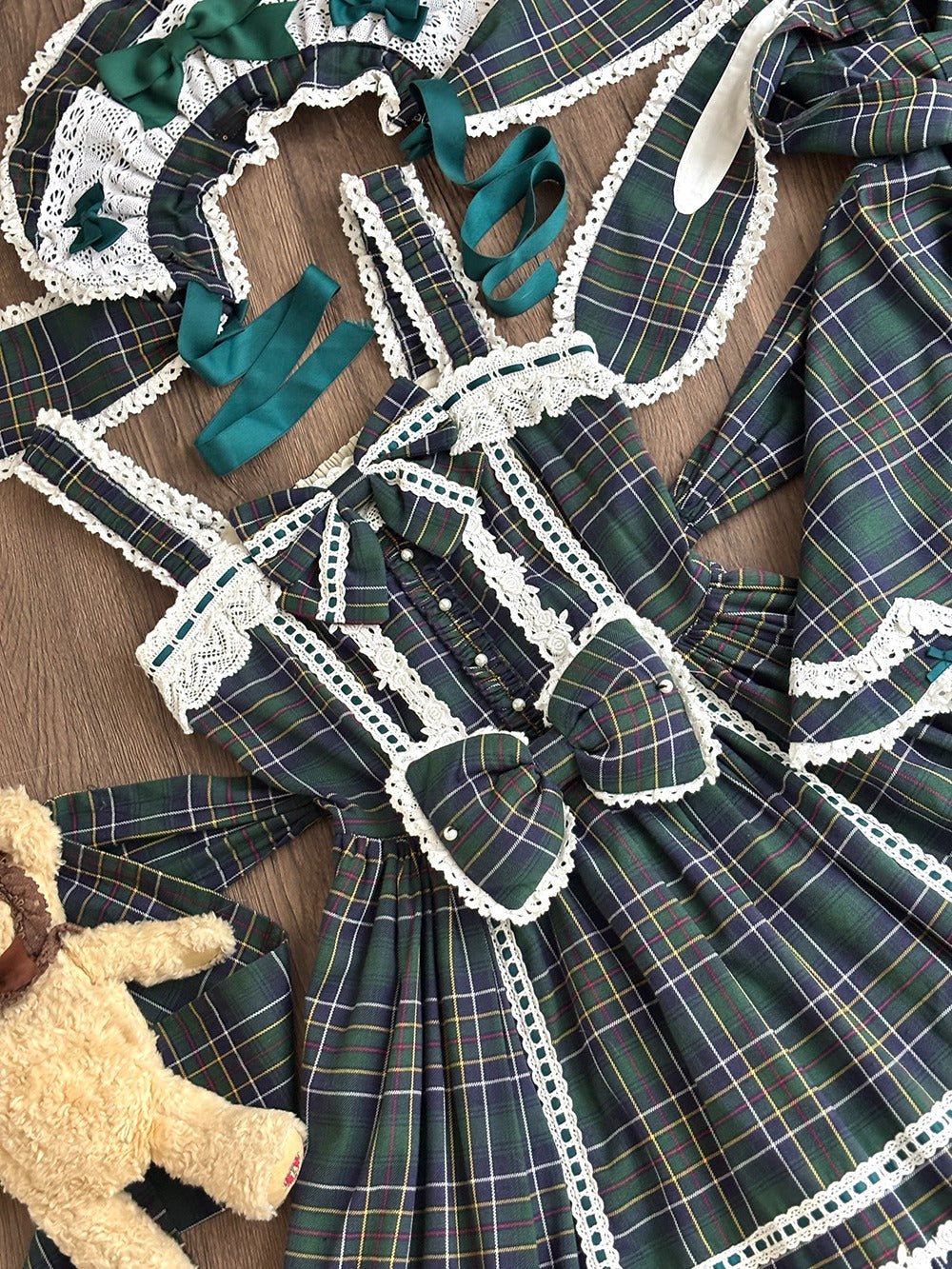 【受注予約10/15まで】Checkered Petal Rabbit リボンジャンパースカート