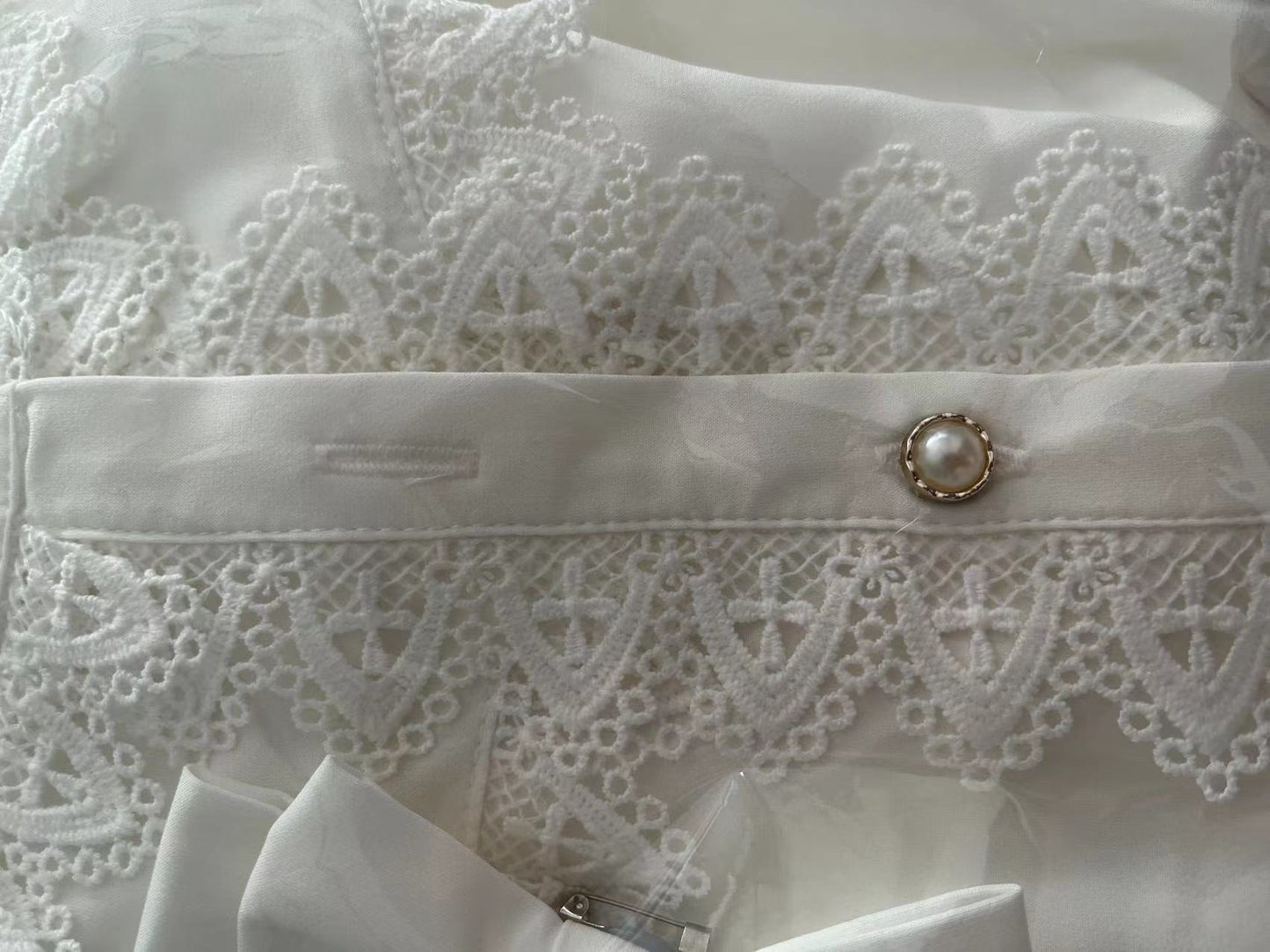 リボン付きスタンドカラーロリィタレースブラウス