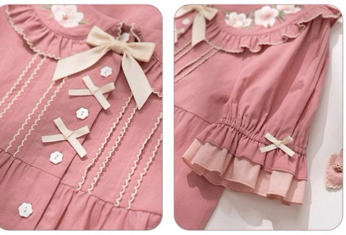 PEACH TREE 刺繍半袖ブラウス