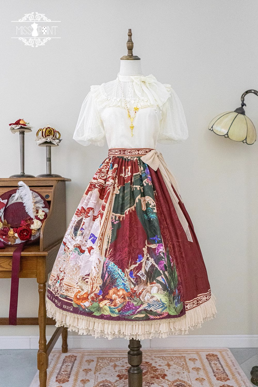 【予約販売】エドワード朝エレガント レースのアームスリーブ付きブラウス【合わせ買いで20%off】