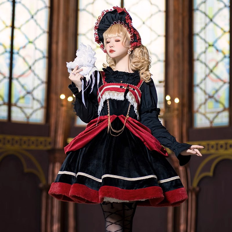 Dark Baroque 赤と黒のジャンパースカート – ロリータファッション通販