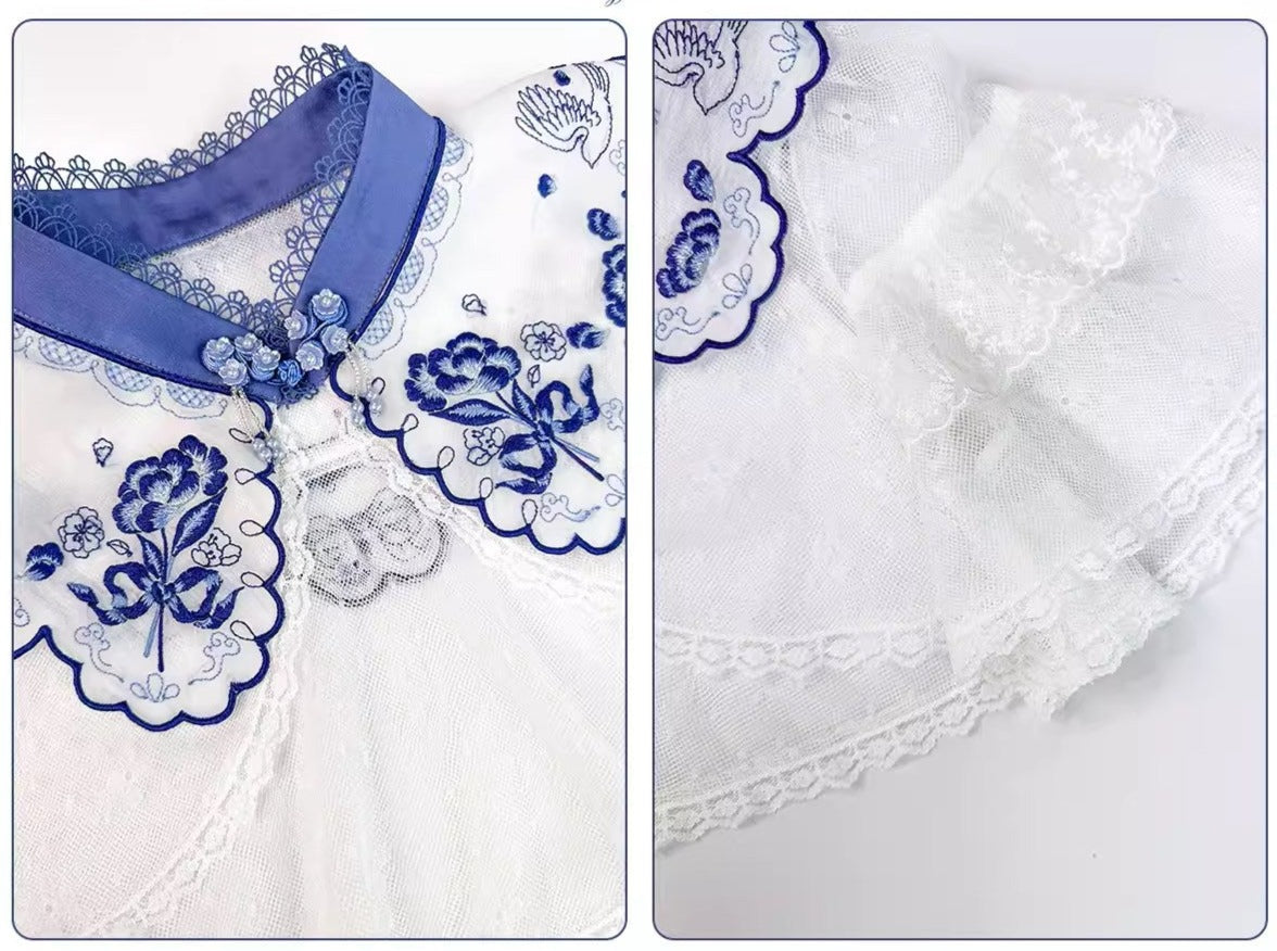 Kingfishers Take Flowers チャイナスタイルレースショール