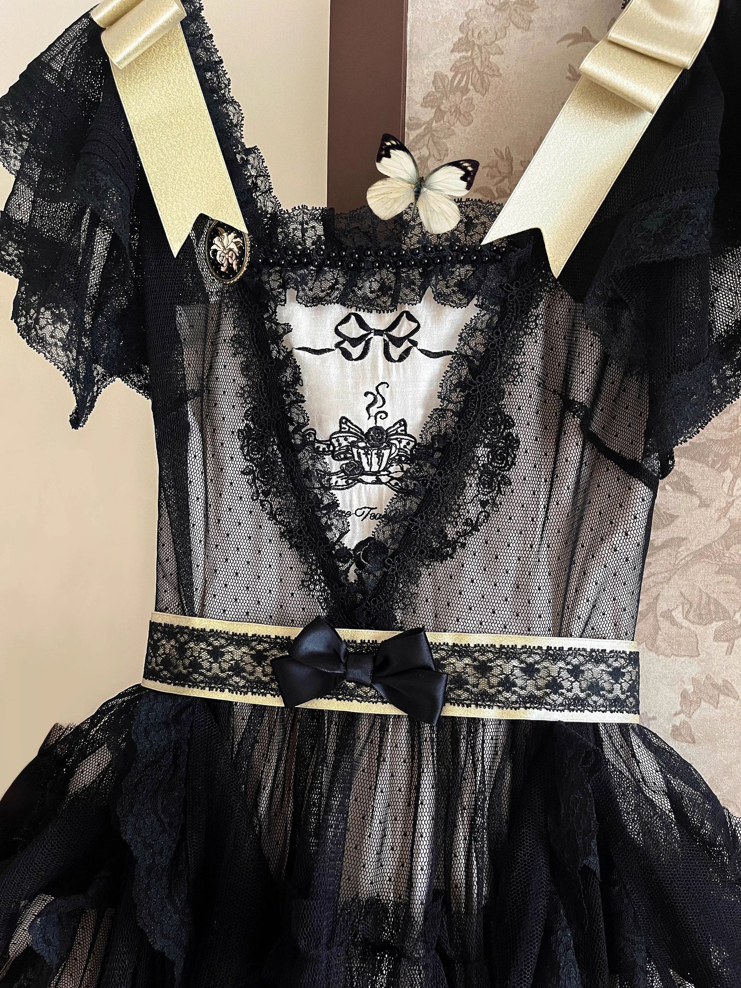 Afternoon Tea Party 刺繍入りドットチュールドレス