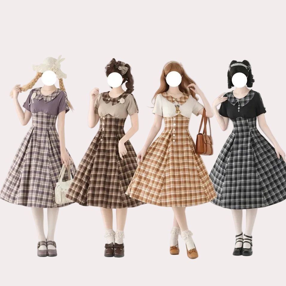 晴空の森 ガーリーチェックワンピース – ロリータファッション通販RonRon