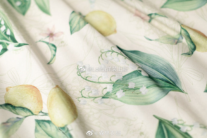 檸檬と鈴蘭のクラシカルジャンパースカート リボンのヘアアクセ付