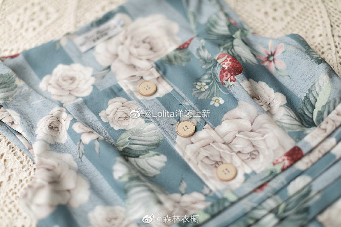 薔薇と木苺のクラシカルジャンパースカート リボンのヘアアクセ付