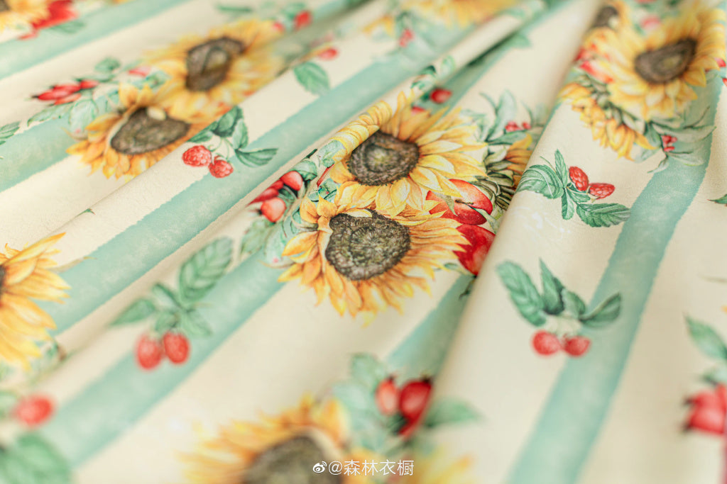 向日葵と果実のクラシカルジャンパースカート リボンのヘアアクセ付