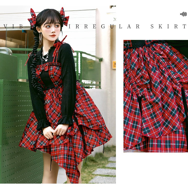 Punk Lolita Tartan Check Jumper Skirt