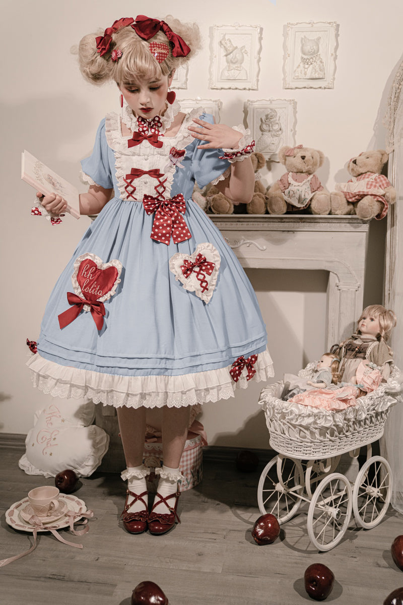 ハートとリボンがいっぱいのラブリー 甘ロリ ワンピース|アイドル衣装|