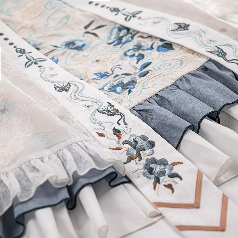 Retro Chinese Floral Embroidered Lolita Jumperskirt with Luxurious Bolero & Blouse