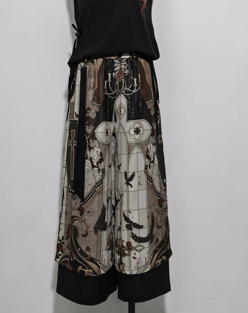 【予約販売】暗夜指令 皇子系 ゴシックプリントワイドパンツ