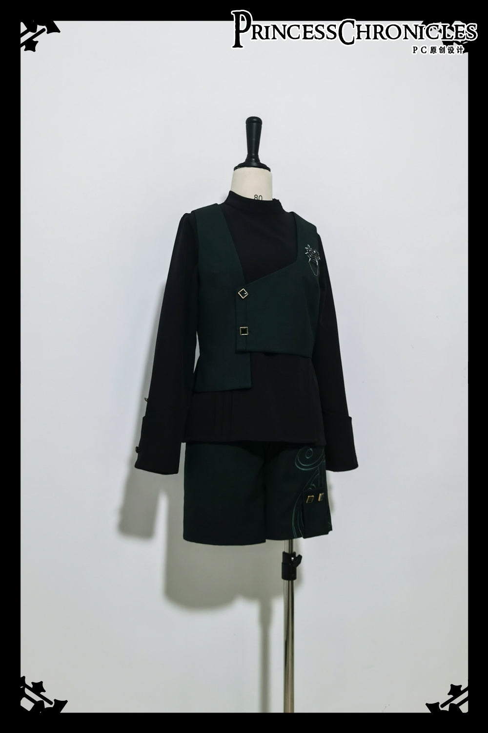 皇子系ロリィタ 英国風ダークグリーンベスト